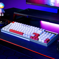 努比亞 紅魔魔靈 GK002J 100鍵 2.4G藍(lán)牙 多模無線機(jī)械鍵盤 氘鋒銀翼 黑金茶軸 RGB