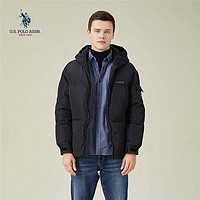 U.S. POLO ASSN. US保羅羽絨服白鴨絨工裝外套男百搭男裝 黑色7013