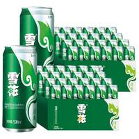 雪花 SNOW）啤酒 清爽 500mL 48罐 整箱裝 贈(zèng)黑獅果啤330 6罐