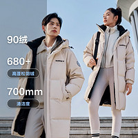波司登 奧萊冬國風印花男女同款中長款時尚運動保暖連帽羽絨服外套