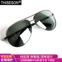 礫石 THISESON 太陽鏡男款 純鋁鎂蛤蟆眼鏡 黑色款-黑綠清透片