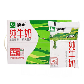 新日期蒙牛純牛奶百利包200ml*16袋早餐營(yíng)養(yǎng)學(xué)生奶