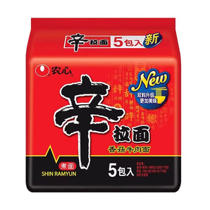韓國農(nóng)心辛拉面方便面泡面夜宵速食五連包香菇牛肉面