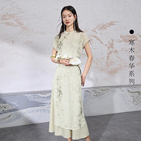 3COLOUR COLOUR 三彩 夏季新款新中式復(fù)古連衣裙系帶改良旗袍裙長(zhǎng)裙女