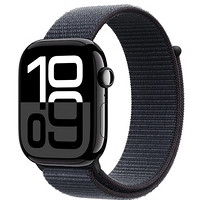 蘋果 Apple Watch Series 10 GPS款 智能手表 46mm 亮黑色鋁金屬表殼 濃墨色回環(huán)式運動表帶