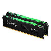 金士頓 Fury系列 DDR4 3200MHz 臺式機(jī)內(nèi)存 燈條 黑色 RGB 16GB 8GBx2 HX432C16FB3AK2/16