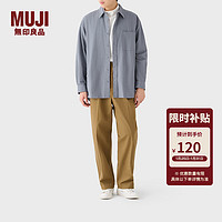 MUJI 無印良品 無印良品（MUJI）男式 法蘭絨 襯衫式夾克 男士外套秋季款休閑外衣 24年秋ACB90C4A 煙熏藍色