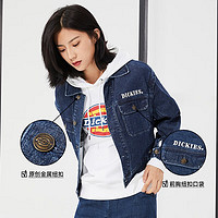 Dickies 外套字母印花新復(fù)古回潮牛仔夾克 女式短款時尚休閑薄外套