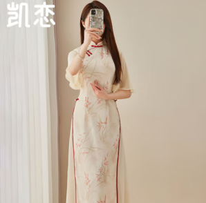 凱戀 奧黛新中式改良旗袍 P1324 花飛雪-1328