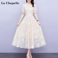 La Chapelle 拉夏貝爾  新款圓領法式中長裙