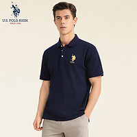 U.S. POLO ASSN. 美國馬球協(xié)會 US保羅短袖polo衫男條紋薄款商務(wù)翻領(lǐng)polo領(lǐng)衫修身百搭上衣男裝 藏青1012
