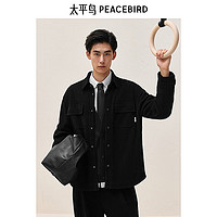 太平鳥 男裝 肌理感襯衫式夾棉翻領(lǐng)行政茄克