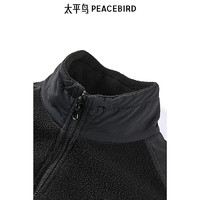 太平鳥 男裝polartec200搖粒絨休閑上衣保暖潮流秋冬季外套 黑色1 S