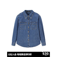 太平鳥 2024年秋季百搭牛仔襯衫A1CAE3369 牛仔藍(lán) M