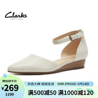 Clarks 女款正裝坡跟皮帶扣簡約包頭涼鞋女Sense Eva外穿261 38