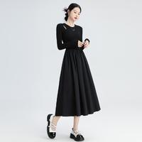 冰 ICE 氣質(zhì)赫本風連衣裙冬長袖裙子修身打底裙內(nèi)搭長裙潮