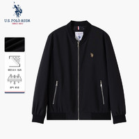 U.S. POLO ASSN. 美國馬球協(xié)會 夾克男秋季棒球領(lǐng)休閑夾克男士防風(fēng)保羅茄克寬松上衣 黑色