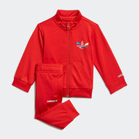adidas 阿迪達(dá)斯 三葉草運動套裝兒童官網(wǎng)戶外休閑百搭LOGO兩件套長袖套裝H25234 H25234 92