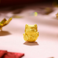 周六福 3D硬金 男女款招財貓轉(zhuǎn)運珠 0.7g