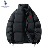 U.S. POLO ASSN. 美國(guó)馬球協(xié)會(huì) 保羅 時(shí)尚百搭保暖棉衣休閑外套男裝上衣 黑色