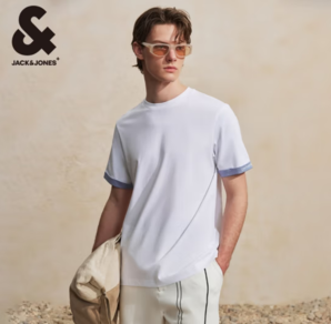 JACK&JONES 杰克瓊斯 夏季假兩件純色圓領(lǐng)短袖