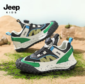 高彈防滑！Jeep Kids 吉普 兒童旋鈕扣網(wǎng)面透氣運(yùn)動(dòng)鞋 4色