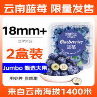 京鮮生 云南藍(lán)莓 2盒18mm+裝 125g/盒 生鮮水果 源頭直發(fā) 包郵