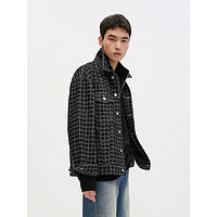 GXG 男裝牛仔夾克男休閑寬松牛仔外套夾克24年 藍(lán)格 180/XL