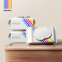 BeBeBus 彩條嬰兒濕紙巾手口屁新生幼兒家庭專(zhuān)用大包濕巾80抽*3包