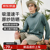 京東京造 速干透氣原紗防曬衣男夏季男士輕薄外套戶外防曬服 沫綠色 S