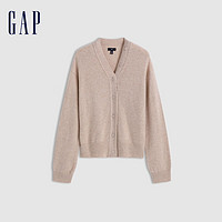 Gap 女裝100%純羊毛簡約氣質百搭開衫638266 米色 XL