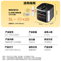 蘇泊爾 0涂層鮮呼吸電壓力鍋5L