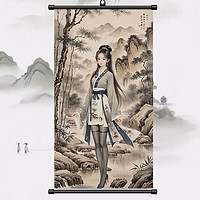 遇框緣 仕女圖唐伯虎仿古真跡掛畫卷軸