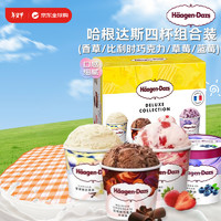 哈根達(dá)斯 H?agen·Dazs Haagen-Dazs 哈根達(dá)斯 香草+巧克力+草莓+藍(lán)莓 100g*4杯 組合裝