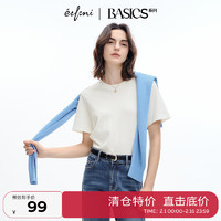 eifini 伊芙麗 索羅納面料簡(jiǎn)約基礎(chǔ)款圓領(lǐng)T恤女2024春裝百搭多色短袖 本白色