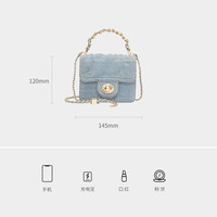 ELLE 女包2025新款花樣丹寧系列迷你牛仔斜挎包丹寧小方手提單肩包