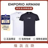 EMPORIO ARMANI 安普里奧·阿瑪尼（Emporio Armani）夏季EA男士圓領(lǐng)短袖休閑潮流打底衫T恤2件裝111267 CC715 黑+白 L