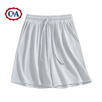 C&A 黑色褲子女夏季2025冰絲涼感休閑褲小個(gè)子五分短褲 冰霧藍(lán) L