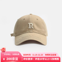 FOURDATRY 帽子女夏季簡約休閑鴨舌帽R標(biāo)百搭字母棒球帽男士防曬帽 280CHT卡其色貼布R字母棒球帽 均碼