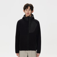 KOLON SPORT 可隆 男子抓絨夾克 戶外保暖連帽外套 LHFJ4WTK35-BK 黑色 L