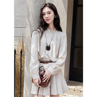 謎秀 時(shí)尚套裝女2024秋裝法式復(fù)古氣質(zhì)襯衫（馬甲+半身裙單獨(dú)拍）