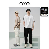 GXG 男裝 簡約織帶設(shè)計涼感圓領(lǐng)短袖T恤男士  卡其色