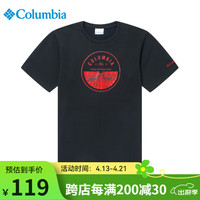 哥倫比亞 春夏男款城市戶外吸濕透氣時尚印花針織短袖T恤AE8915 011 M