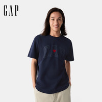 Gap 男女裝2025春季新款水洗棉植絨愛(ài)心logo 海軍藍(lán) L (175/96A) 亞洲尺碼