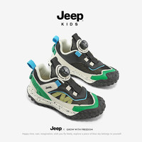 Jeep 女童男童鞋軟底防滑網(wǎng)面透氣兒童運動跑步鞋 黑綠 28 17.9cm