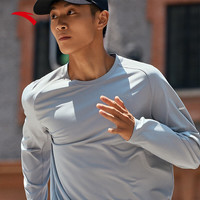 安踏 ANTA 速干T長袖t恤慢跑針織套頭衫休閑跑步運動服 信鴿灰-2 L
