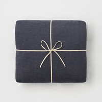 MUJI 無印良品 棉法蘭絨床墊罩 加大雙人床用 180×200×18～28cm 藏青色