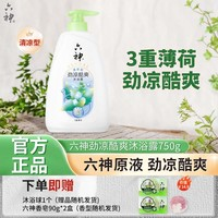 六神 冰勁涼酷爽沐浴露 750g*1瓶+贈六神香皂90g*2+沐浴球*1（隨機顏色）