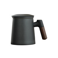 溥畔 陶瓷茶水分離泡茶杯 注春辦公杯-磨砂黑（帶過(guò)濾）