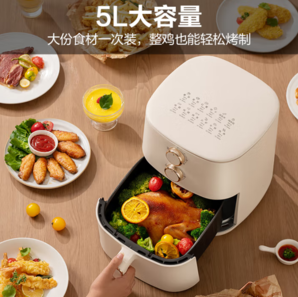 SUPOR 蘇泊爾 不用翻面 炸烤箱一體空氣炸鍋5L